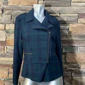 Cabi Tartan Blazer Green/Navy Blue Sz 6